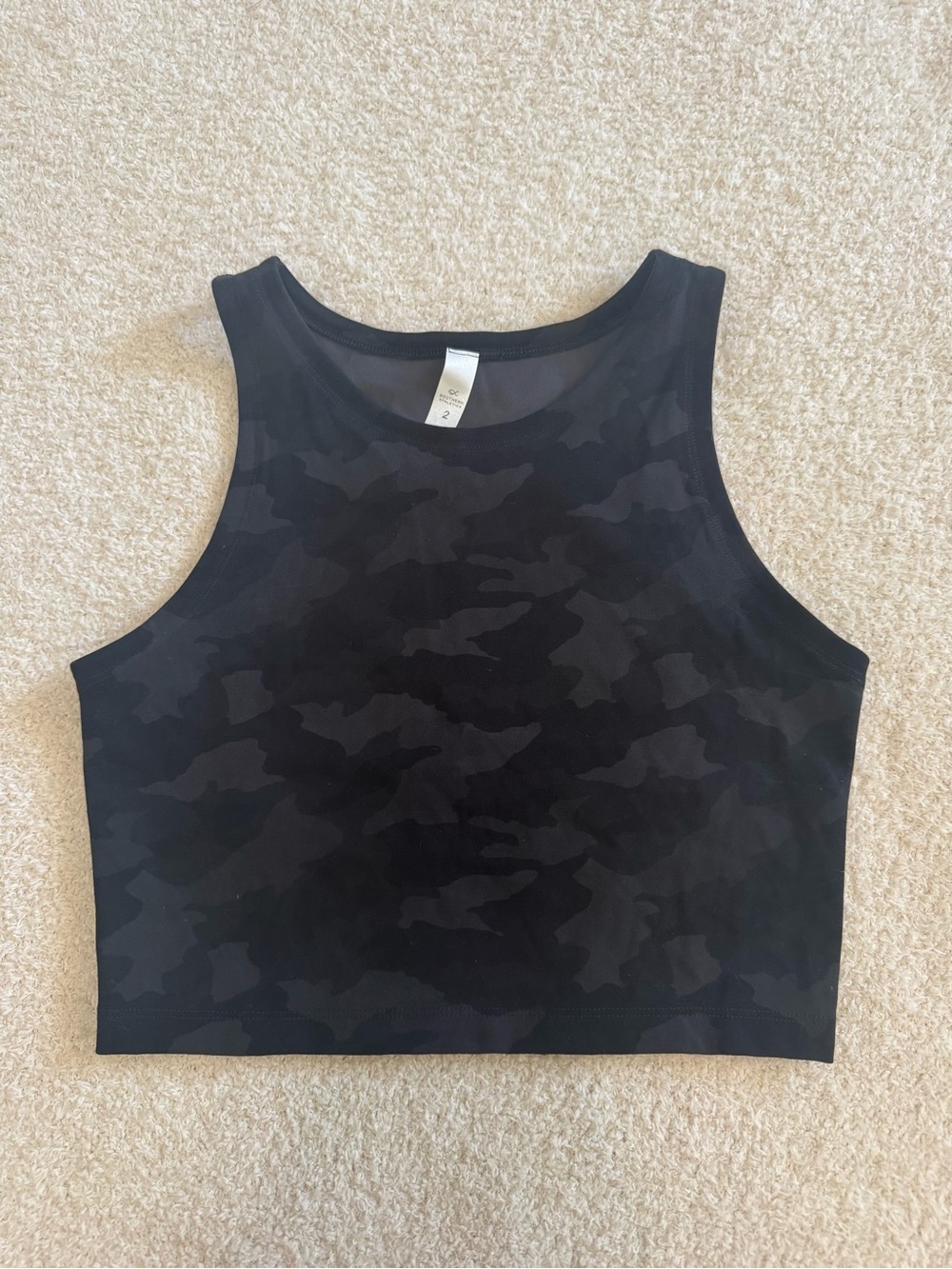 Black Camo Crop Tank Top - Women
